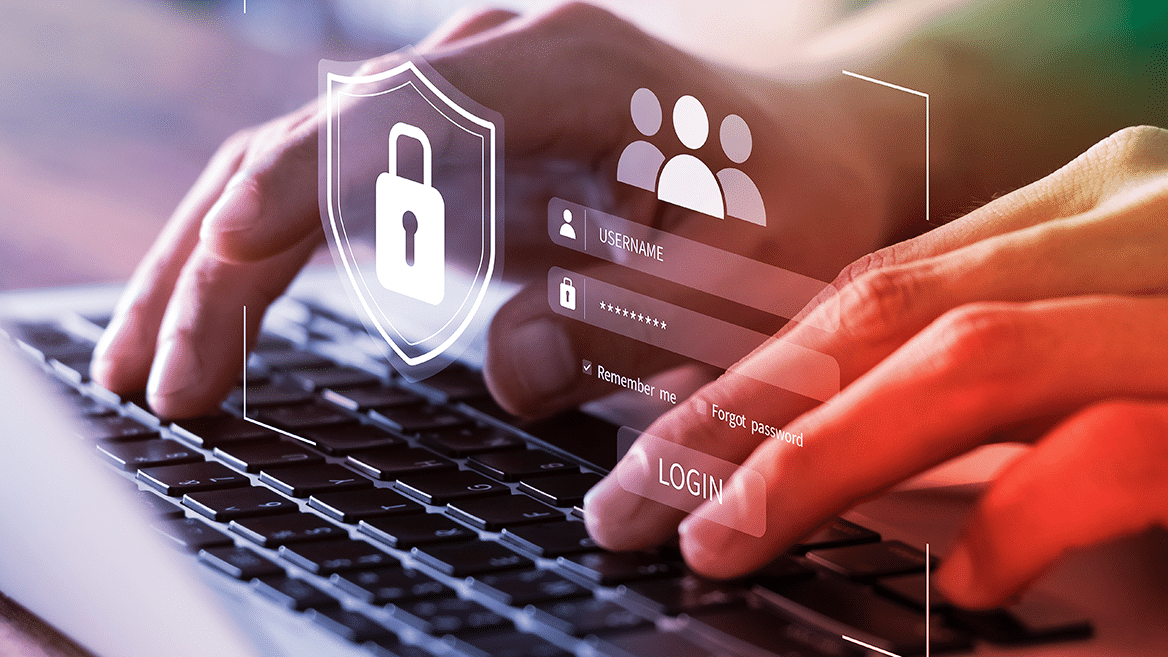 Mains sur un clavier numérique avec identité sécurisé